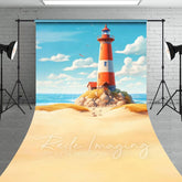 Aperturee - Aperturee Blue Sky Beach Reef Lighthouse Summer Sweep Backdrop