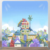 Aperturee - Aperturee Blue Sky Cartoon House Photo Square Tension Backdrop