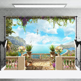 Aperturee - Aperturee Blue Sky Cloud Beach Wonderland Spring Photo Backdrop