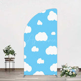 Aperturee Aperturee Blue Sky Cloudy Kids Birthday Party Half Moon Arch Backdrop