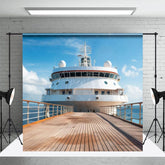 Aperturee - Aperturee Blue Sky Coast Plank Road Ship Natural Scene Backdrop