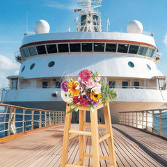 Aperturee - Aperturee Blue Sky Coast Plank Road Ship Natural Scene Backdrop