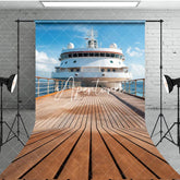 Aperturee - Aperturee Blue Sky Coast Plank Road Ship Natural Sweep Backdrop