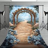 Aperturee - Aperturee Blue Sky Mountain Spring Floral Arch Sweep Backdrop