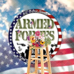 Aperturee - Aperturee Blue Sky Usa Flag National Armed Forces Day Backdrop