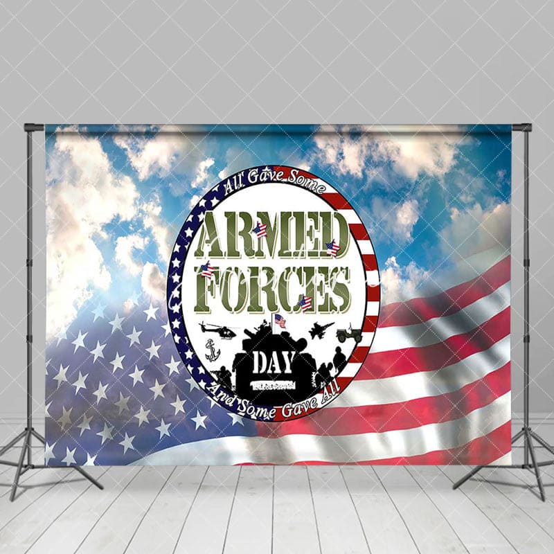 Aperturee - Aperturee Blue Sky Usa Flag National Armed Forces Day Backdrop