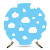 Aperturee Aperturee Blue Sky White Cloud Cartoon Round Birthday Backdrop
