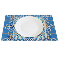 Aperturee - Aperturee Blue Slovakia Elegant Pattern Set of 4 Placemats