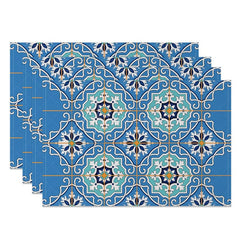 Aperturee - Aperturee Blue Slovakia Elegant Pattern Set of 4 Placemats