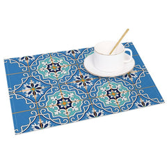 Aperturee - Aperturee Blue Slovakia Elegant Pattern Set of 4 Placemats