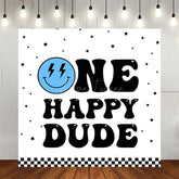 Aperturee - Aperturee Blue Smiley Face One Happy Dude Birthday Backdrop