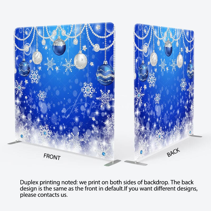 Aperturee - Aperturee Blue Snowflake Bell Christmas Pillow Case Backdrop