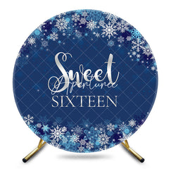 Aperturee - Aperturee Blue Snowflake Round Sweet Sixteen Birthday Backdrop