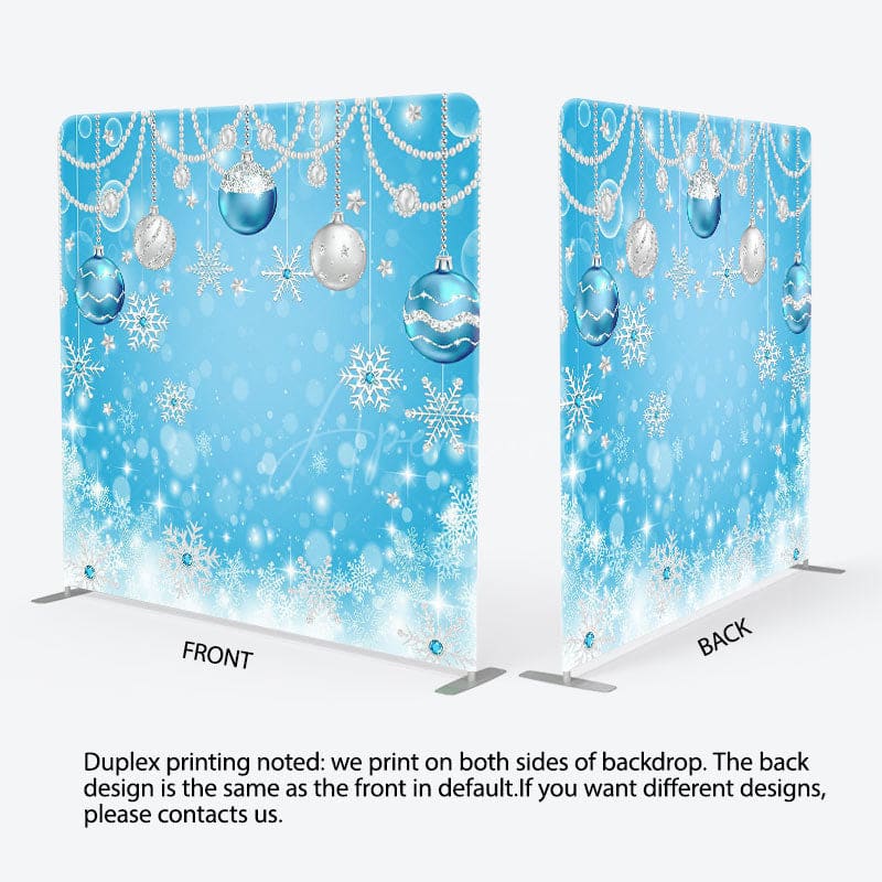 Aperturee - Aperturee Blue Snowflakes Christmas Bell Pillow Case Backdrop