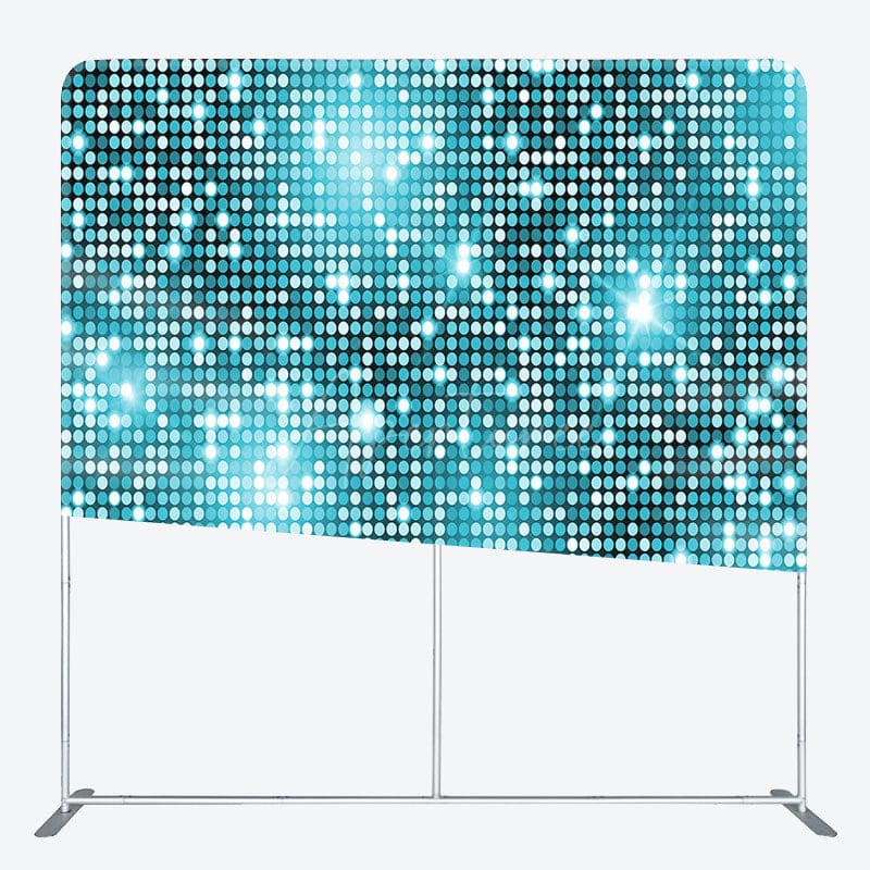 Aperturee - Aperturee Blue Sparkle Sequins Party Square Tension Backdrop