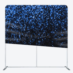 Aperturee - Aperturee Blue Sparkling Black Fabric Party Photo Backdrop Cover