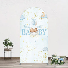Aperturee - Aperturee Blue Star Night Bearly Wait Baby Shower Arch Backdrop