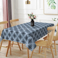 Aperturee - Aperturee Blue Starburst Rectangle Tablecloth Modern Geometric Pattern Dining Table Cloth Decor