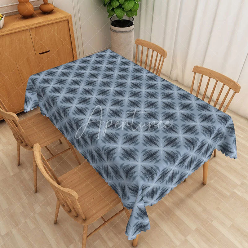 Aperturee - Aperturee Blue Starburst Rectangle Tablecloth Modern Geometric Pattern Dining Table Cloth Decor