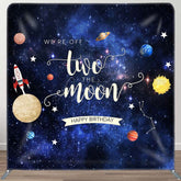Aperturee - Aperturee Blue Starry Galaxy 2nd Birthday Pillow Case Backdrop
