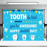 Aperturee - Aperturee Blue Stars White Tooth Happy Dentists Day Backdrop