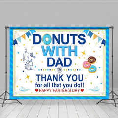 Aperturee - Aperturee Blue Stripe Donuts With Dad Happy Fathers Day Backdrop