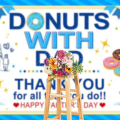 Aperturee - Aperturee Blue Stripe Donuts With Dad Happy Fathers Day Backdrop