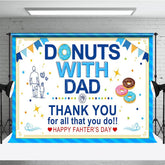 Aperturee - Aperturee Blue Stripe Donuts With Dad Happy Fathers Day Backdrop