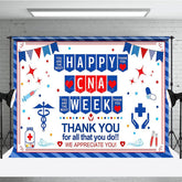 Aperturee - Aperturee Blue Stripe Happy CNA Week Thank You Party Backdrop