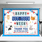 Aperturee - Aperturee Blue Stripe Happy Vet Tech Week Thank You Backdrop