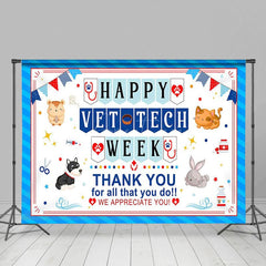 Aperturee - Aperturee Blue Stripe Happy Vet Tech Week Thank You Backdrop