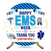 Aperturee - Aperturee Blue Stripe Round Happy EMS Week Thank You Backdrop
