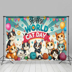Aperturee - Aperturee Blue Sun Rays Claws Print World Cat Day Backdrop