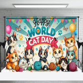 Aperturee - Aperturee Blue Sun Rays Claws Print World Cat Day Backdrop