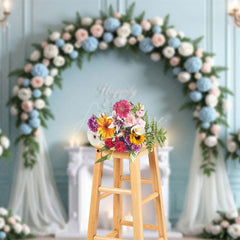 Aperturee - Aperturee Blue Sweet Wedding Floral Arches Elegant Backdrop