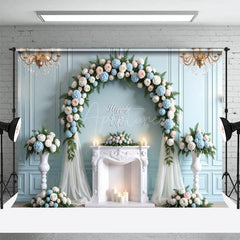 Aperturee - Aperturee Blue Sweet Wedding Floral Arches Elegant Backdrop