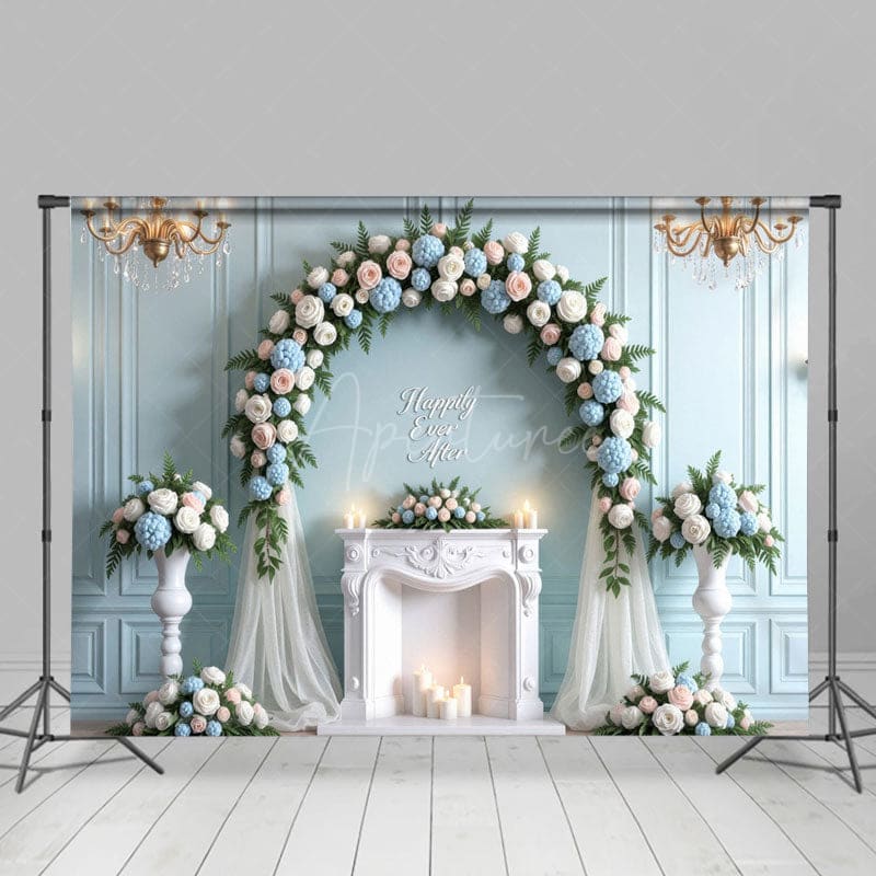 Aperturee - Aperturee Blue Sweet Wedding Floral Arches Elegant Backdrop