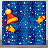 Aperturee - Aperturee Blue Textile Texture Snow Fabric Winter Backdrop Cover