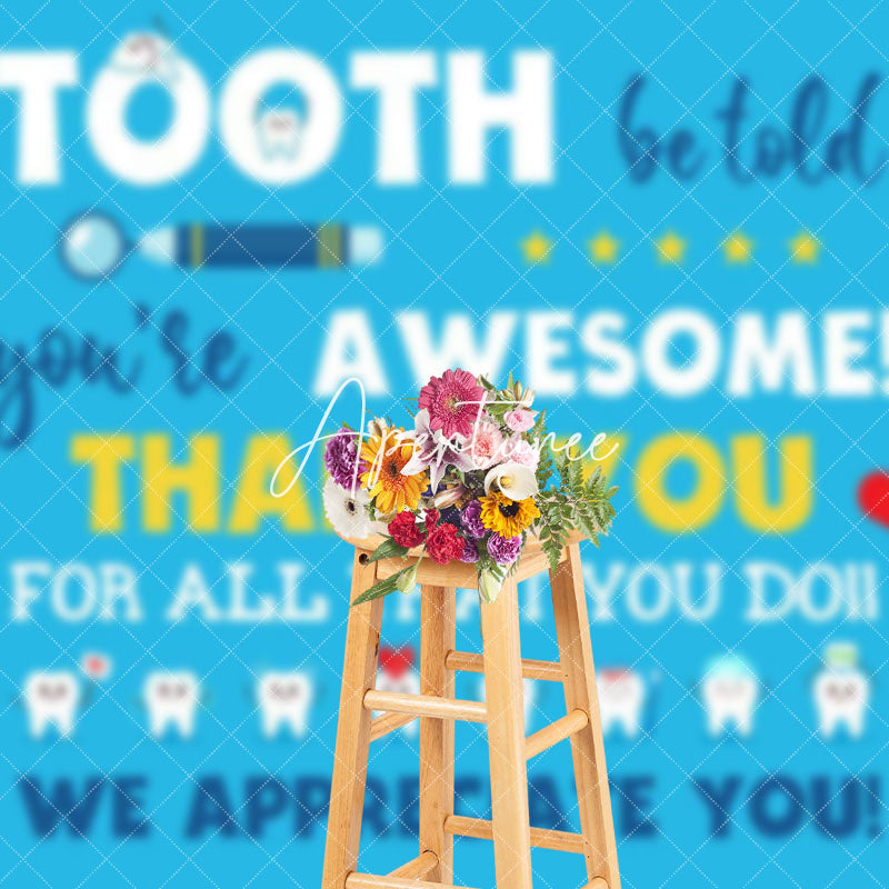 Aperturee - Aperturee Blue Tooth Tools Dentists Day Thank You Backdrop