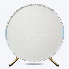 Aperturee - Aperturee Blue Twins Baby Shower Round Backdrop Cute Elephant Chevron Party Decoration It Is Twins Background