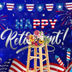 Aperturee - Aperturee Blue Usa Flag Balloons Happy Retirement Backdrop