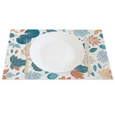 Aperturee - Aperturee Blue Vibe Elegant Leaves Fine Art Set of 4 Placemats
