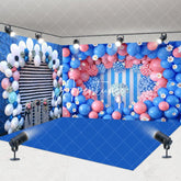 Aperturee - Aperturee Blue Wall Balloons Valentines Day Room Set Backdrop