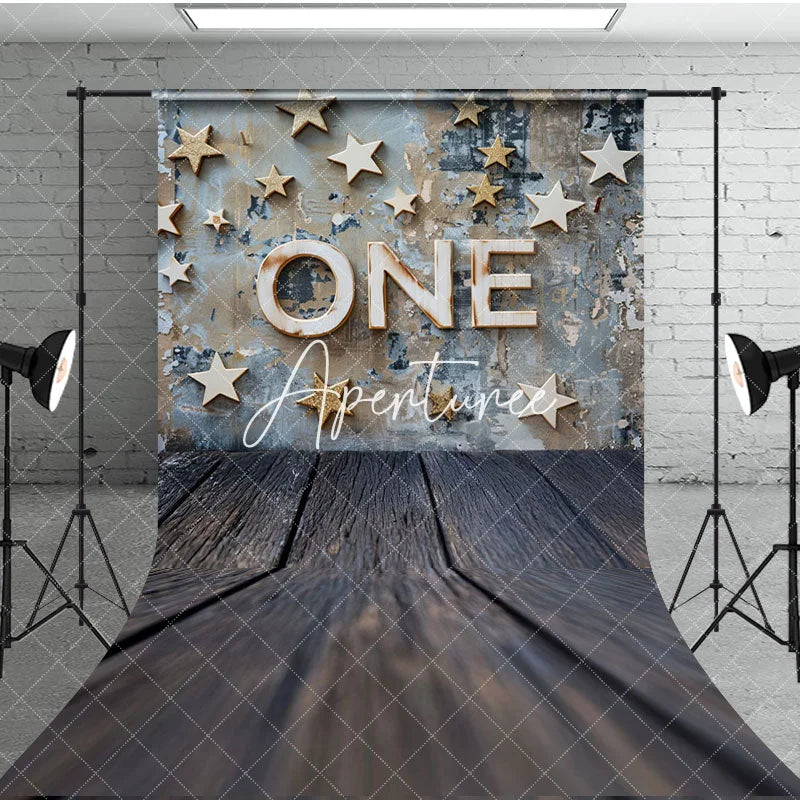 Aperturee - Aperturee Blue Wall First Birthday Cake Smash Sweep Backdrop
