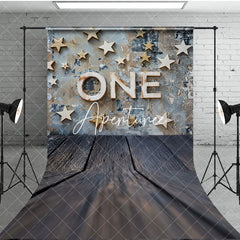 Aperturee - Aperturee Blue Wall First Birthday Cake Smash Sweep Backdrop