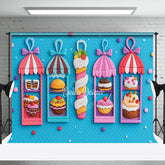 Aperturee - Aperturee Blue Wall Gourmet Colorful Shelf Cake Smash Backdrop