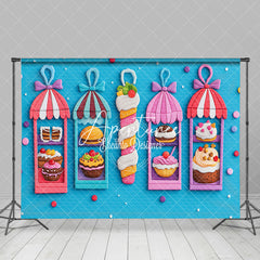 Aperturee - Aperturee Blue Wall Gourmet Colorful Shelf Cake Smash Backdrop