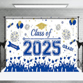 Aperturee - Aperturee Blue White Class of 2025 Congrats Graduation Backdrop