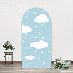 Aperturee - Aperturee Blue White Cloud Hot Air Balloon Party Arch Backdrop