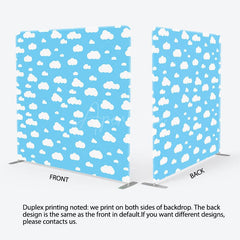 Aperturee - Aperturee Blue White Clouds Birthday Party Pillow Case Backdrop